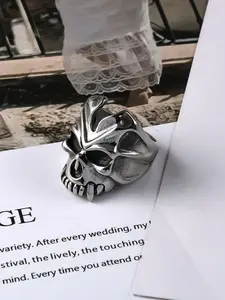 Punk Style Skull Design Ring, Stainless Steel Jewelry for Party, Daily Clothing Decor, Trendy All-match & Exquisite Jewelry for Birthday Gift, Fashion Rings, Fashion Jewelry Accessories