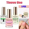 Tinovo Uno (US Local) Adult 3-Piece Nail Care Set - Keratin Growth Oil Therapy, Natural Calcium Liquid, Quick Dry Polish, Thin Brittle Nail Repair Manicure (12 ml, 3 Bottles: Pink/Transparent/Milky White)