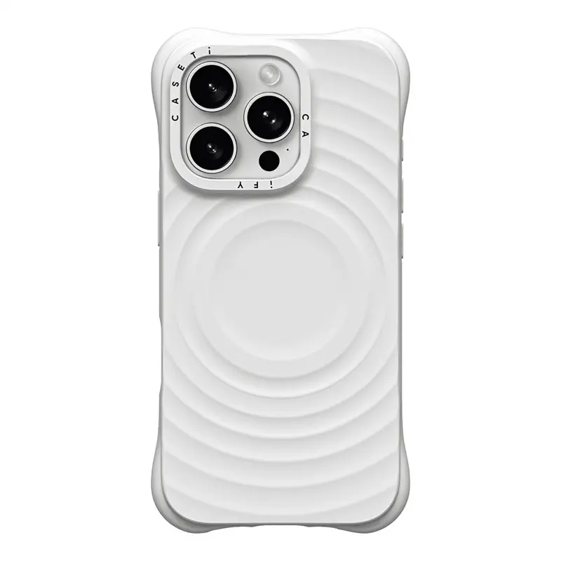 Solid color wave pattern case with MagSafe compatible for iPhone 16 Pro Max