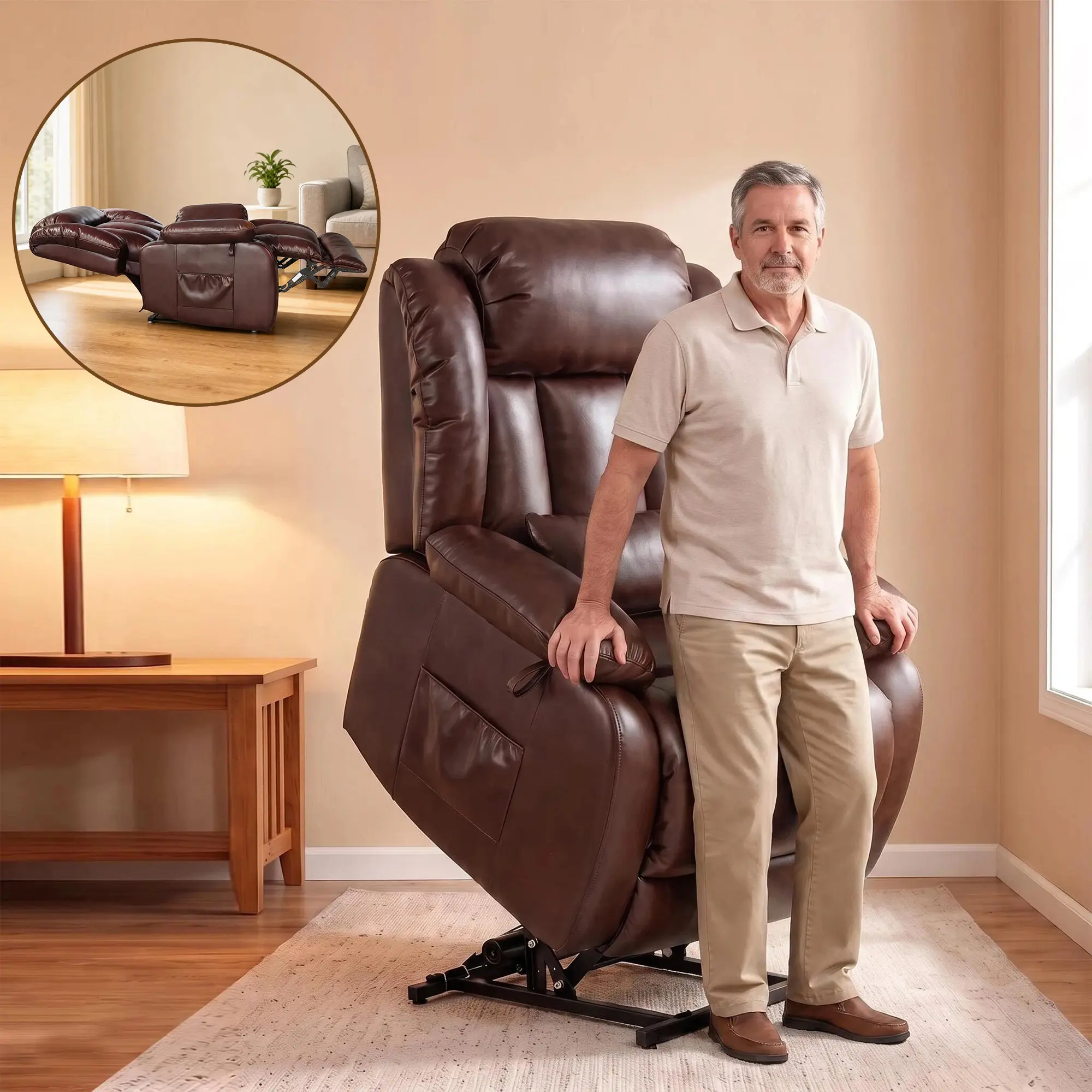 The Chair Everyone Wants  Lift, Recline, Massage & Relax — Premium Leather Power Recliner with Heat