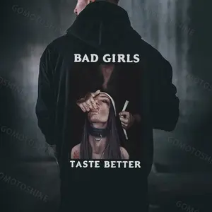 BAD GIRLS TASTE BETTER Suck Finger Nun Print Men's Hoodie