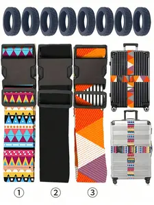 Printed Luggage Strap, Colorful Geometric Pattern, Adjustable Luggage Belt Set, Cruise Luggage Tag, Back-To-School Gift, Teacher Gift