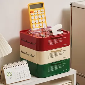 Customize a dopamine style, PP material storage box, student party, suitable for dormitory desks, desk drawer sorting, high-value desktop classification storage box