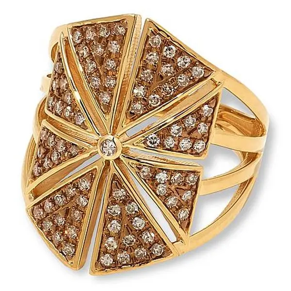 Rarities Fine Jewelry Rarities Gold-Plated 1/2cttw Champagne Diamond Open Space Star Ring