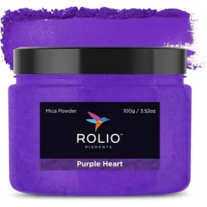 Premium Mica Powder - Purple Heart (100G / 3.5 oz) - 1 Jar of Purple Pigment Powder for Epoxy Resin, Dye, Soap Making, Nail Polish, Paint, Candle Making, Bath Bombs, Slime