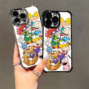 Rugrats Cartoon Phone Case Compatible with iPhone 11/12/13/14/15/16 (Pro Max/Plus), Featuring Reptar Tommy Chuckie Angelica, Perfect for Kids Families Children's Day Gift