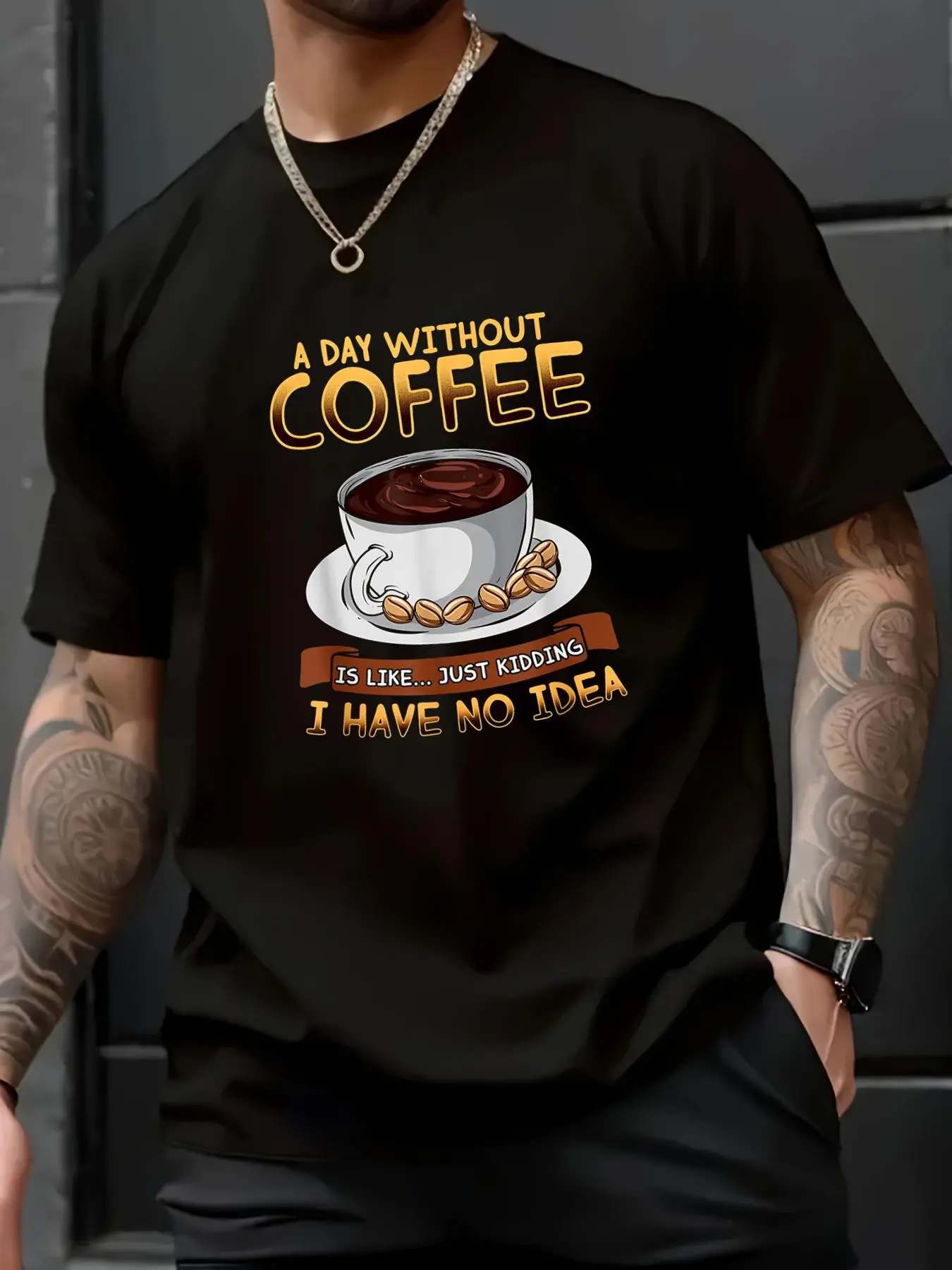 100% Cotton Unisex Day Without Coffee Barista Gift T-Shirt - 100% Cotton Summer Clothes For Men, Perfect For Daily Wear, Hiking, And Travel