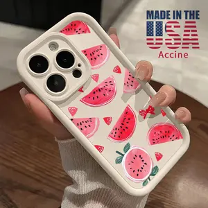 Phone Case Compatible for iPhone 16 15 14 Pro Max 13 12 11 XR XS Plus E Watermelon Reverie Pattern TPU Lens Protection Durable Soft Cover Gift