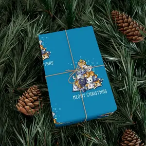 Blue Meowy Christmas Gift Wrap Papers