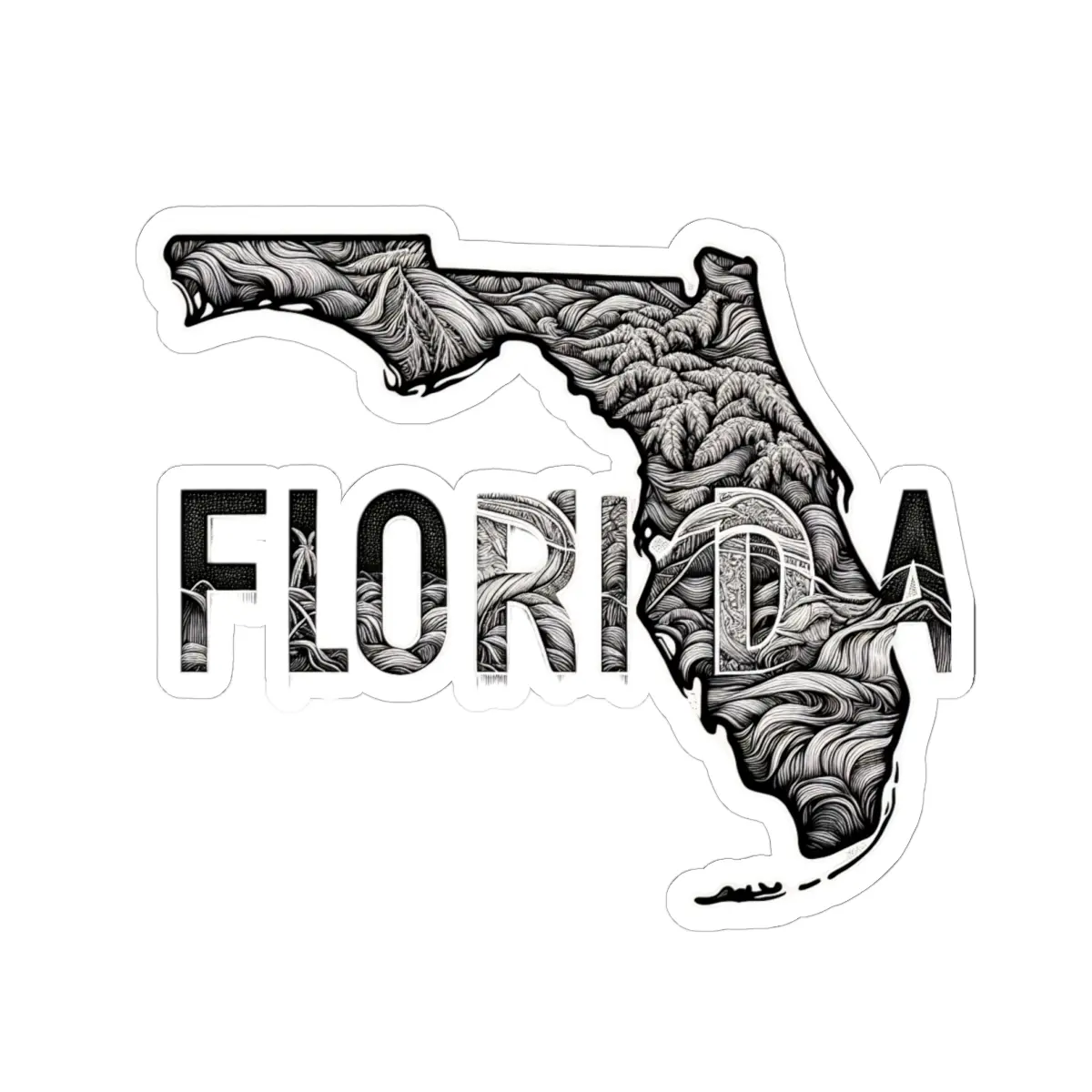 Florida State Map Kiss-Cut Stickers, Florida Name Sticker, Tropical State Decor, Traveler Gift, Scrapbook Supplies, Laptop Decals
