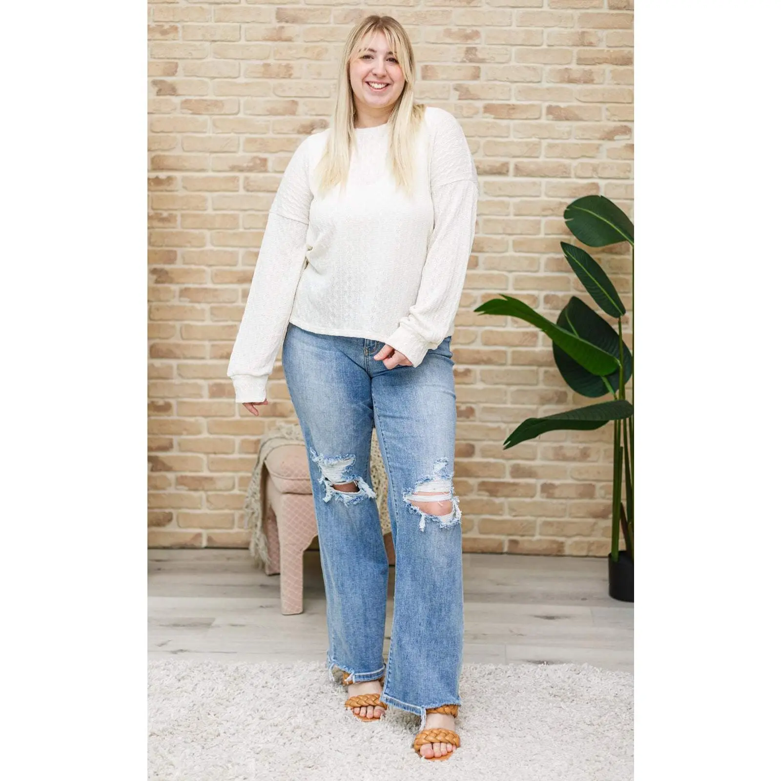 Keep Me Here Knit Sweater in Cream