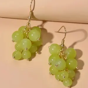 EVISPOL Y2K-Inspired Green Grape Earrings Cute Plastic Fruit Design for Women Jewelry Stylish Grape Earrings Piercing Jewelry, Female