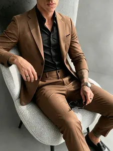 Men's Slim-Fit Blazer Set, Business Formal Wear, High-Density Wrinkle-Resistant Fabric, Perfect for Office, Events, Daily Wear