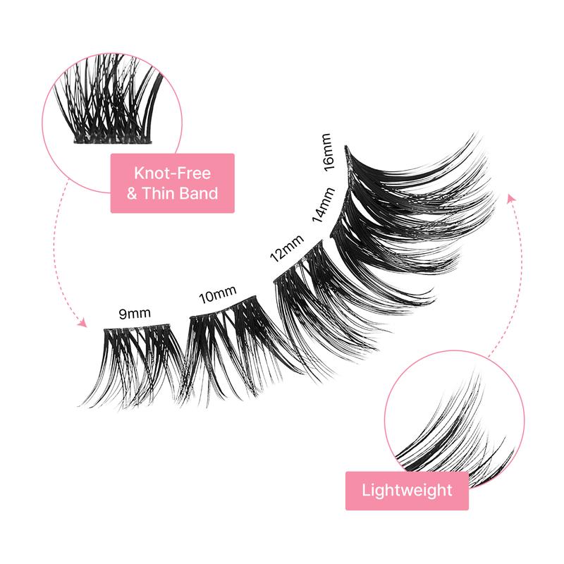 VieVie Wide Lash Clusters 72pcs DIY Eyelash Extension Lashes 9-16mm Mix Individual Eyelashes Natural Look for Makeup Makeover