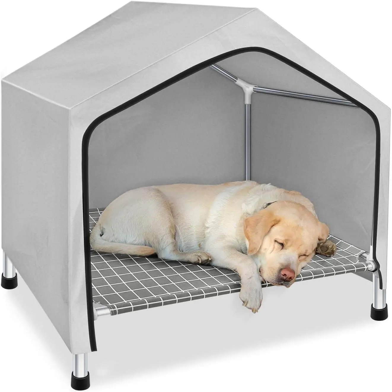 Portable Elevated Doghouse/Tent with Removable Cover
