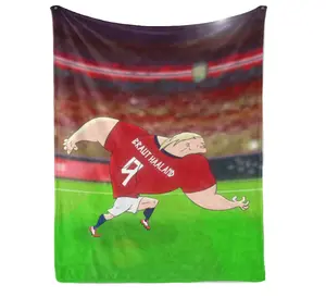 Erling Haaland "The Goal Machine" Flannel Throw Blanket, Vintage Football Star Blanket, Ultra Soft Soccer Fan Throw for Sofa Bed Couch, Sports Room Decor Gift