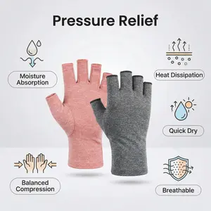 Embercraft 2 Pairs Compression Gloves, Arthritis Pain Relief Fingerless Gloves for Typing Daily Tasks, Breathable Supportive Fabric, Carpal Tunnel Hand Fatigue Joint Care, Ideal for Golf & Healthcare