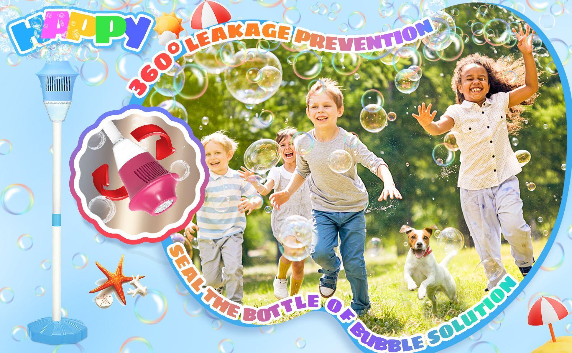 Automatic bubble machine for kids, spring and summer bubble toy, with lights, rechargeable for outdoor use, perfect Easter gift for children.