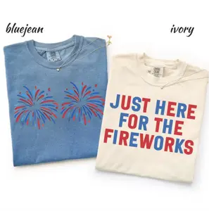 Comfort Color Funny USA Fireworks Couple Shirt, Just Here For The Fireworks, Sarcastic Couple Shirt, Adult Humor Shirt, 4th Of July Shirt, Fireworks Shirt, Independence Day Tee