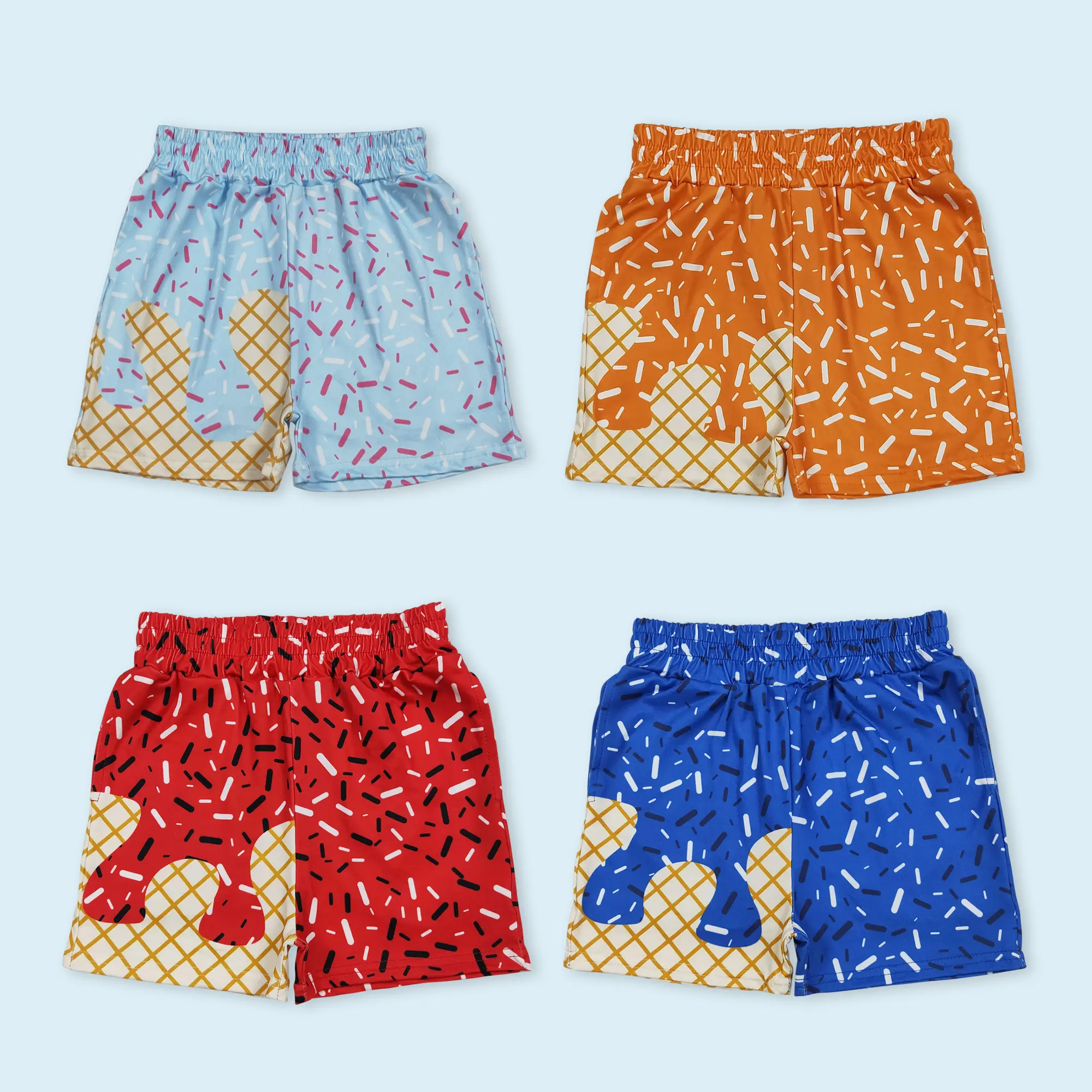 Blue sprinkle design kids boy summer shorts