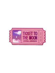 "Ticket to the moon" Dreamy Vintage Cartoon Enamel Pin & Brooch , Lettering Badge, Women&Men Zinc Alloy Casual Accessory, Fashion Jewelry Gifts for Her,Friends