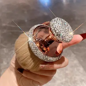 [1pc Luxury Blush Brush] - Sparkling Rhinestone-Accented, Soft Nylon Bristles & ABS Plastic Handle, Portable Multifunctional for Powder/Foundation/Concealer