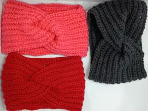 Headband for winter buy 3 Pieces Women Ear Warmers yellow, Black, Gray ,Red ,white