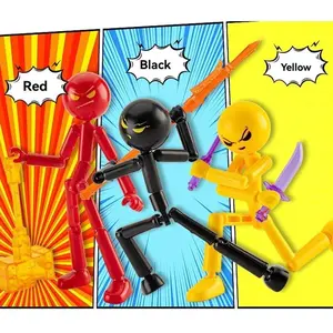 Articulated Stickman Action Figure with Movable Joints Cool Poseable Model Kit Gift for Boys Building Blocks Assembly Toys