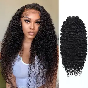 Sunber 3 Pcs/Pack Messy Curly Human Hair 3 Bundles Indian Deep Curly Texture SpringStatements