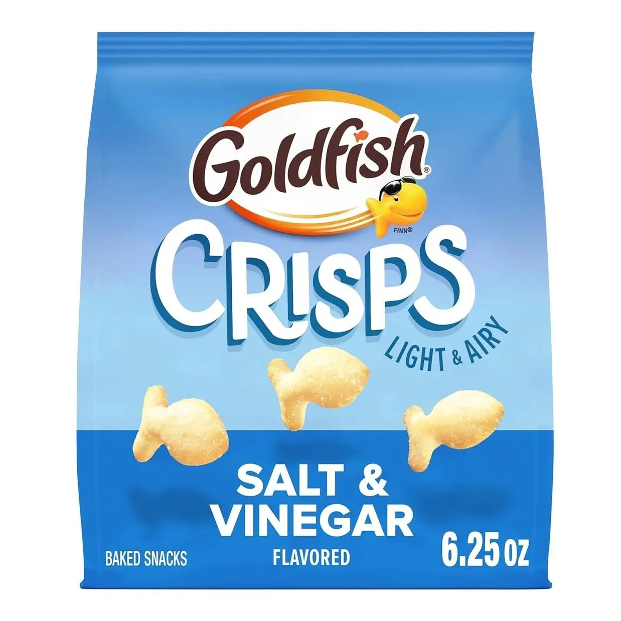 Goldfish Crisps Salt & Vinegar Flavored Baked Chip Cracker Snacks, 6.25 Oz Bag
