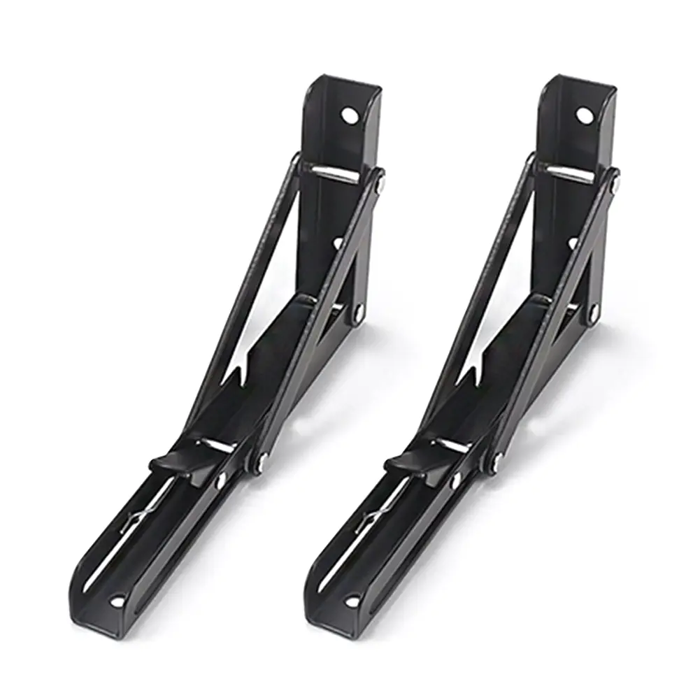 2Pcs Collapsible Shelf Bracket Max Load 90kg/198lb Wall Mounted Shelf Bracket Stainless Steel Floating Shelf Brackets Multi-Function for DIY Home Table Bench