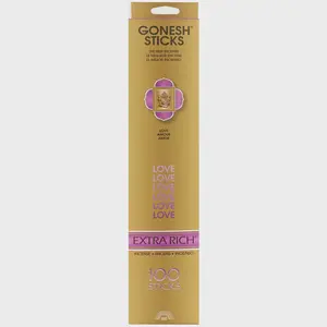 Tribal Soul Gonesh Scented Love Aroma Incense Sticks - 100ct Home Fragrance Bouquet, Home Care Scent Freshener Supply