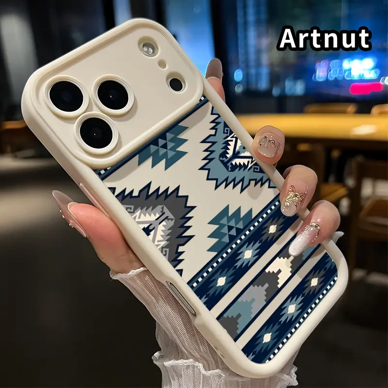 Multi-Model Geometric Tribal Symphony Pattern Phone Case for iPhone Series (17 Pro Max,16 Plus,15,14,13,12,11,XR,SE), Full Lens Protector, Rugged Durable Soft TPU Cover, Fits iOS Devices, Gift for Girls