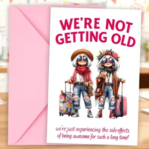 1pc  Humorous Birthday Greeting Card for Women That Says, 'We're Not Getting Older, We'Re Evolving!', Featuring a Chic Design for Older Ladies, Perfect for Retirement Gifts, Party Invitations, And Funny Messages for Mothers, Grandmothers