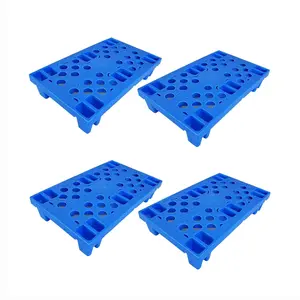4pcs Lightweight Nestable Blue Polyethylene Plastic Pallets Mini Moisture-Proof Floor Pallet for Restaurant Kitchens Shops Supermarket Basement Storage Warehouse L 19.6" x W 11.8"x H 3.9"