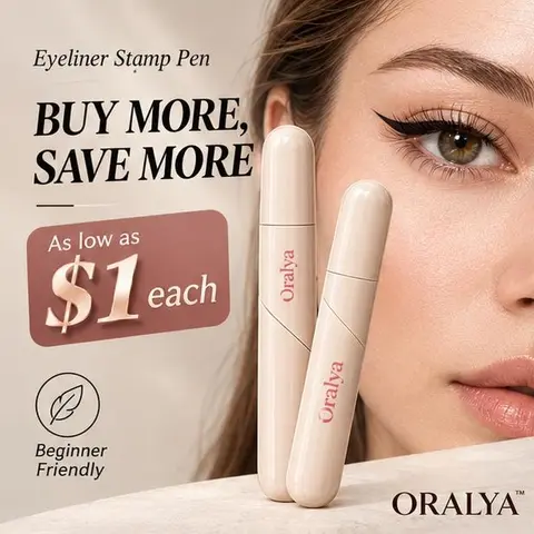 Oralya Wing Stamp Eyeliner & Lipliner Beauty Tool - Easy Eye Makeup for Novices, Puffy/Hooded Eyes, 1-Press Perfect Wings, Long Wear, Waterproof, Anti-Drift, Natural Look Cosmetic Gadget