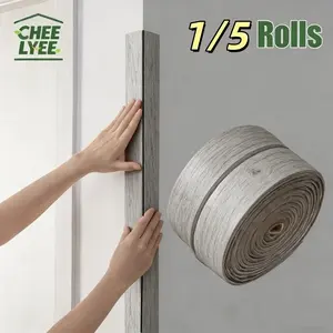 1/5 pieces 3.94inch/118.11inch flexible wall corner protection decor strip, peel and stick wall corner protector self-adhesive moulding protector press decor strip, skirting ceiling top wood grain design