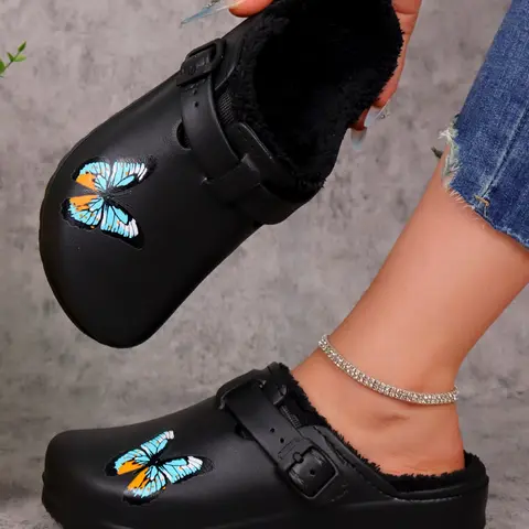 Women's Butterfly Print House Slippers, Casual Slipper, Comfortable EVA Material, Lightweight Breathable Slippers for Indoor and Outdoor Use