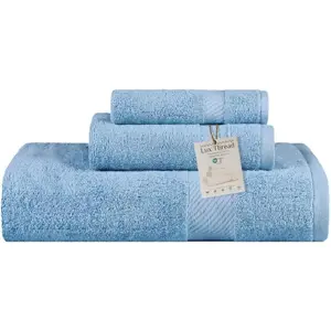 Egyptian Cotton Towel Set - 3 Piece |   Ultra Soft 100% 600 GSM Towels |   1 Bath, 1 Hand, 1 Washcloth |   Quick Dry, Durable for Bathroom, Home, Spa, Gym |   Premium Towel Set (Baby Blue)