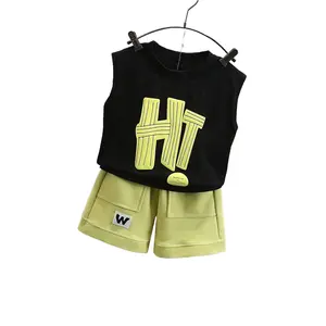 2pcs Set Boys Short Sleeved T Shirt Vest Summer Baby Sleeveless New Boy Clothes Outdoor Activewear