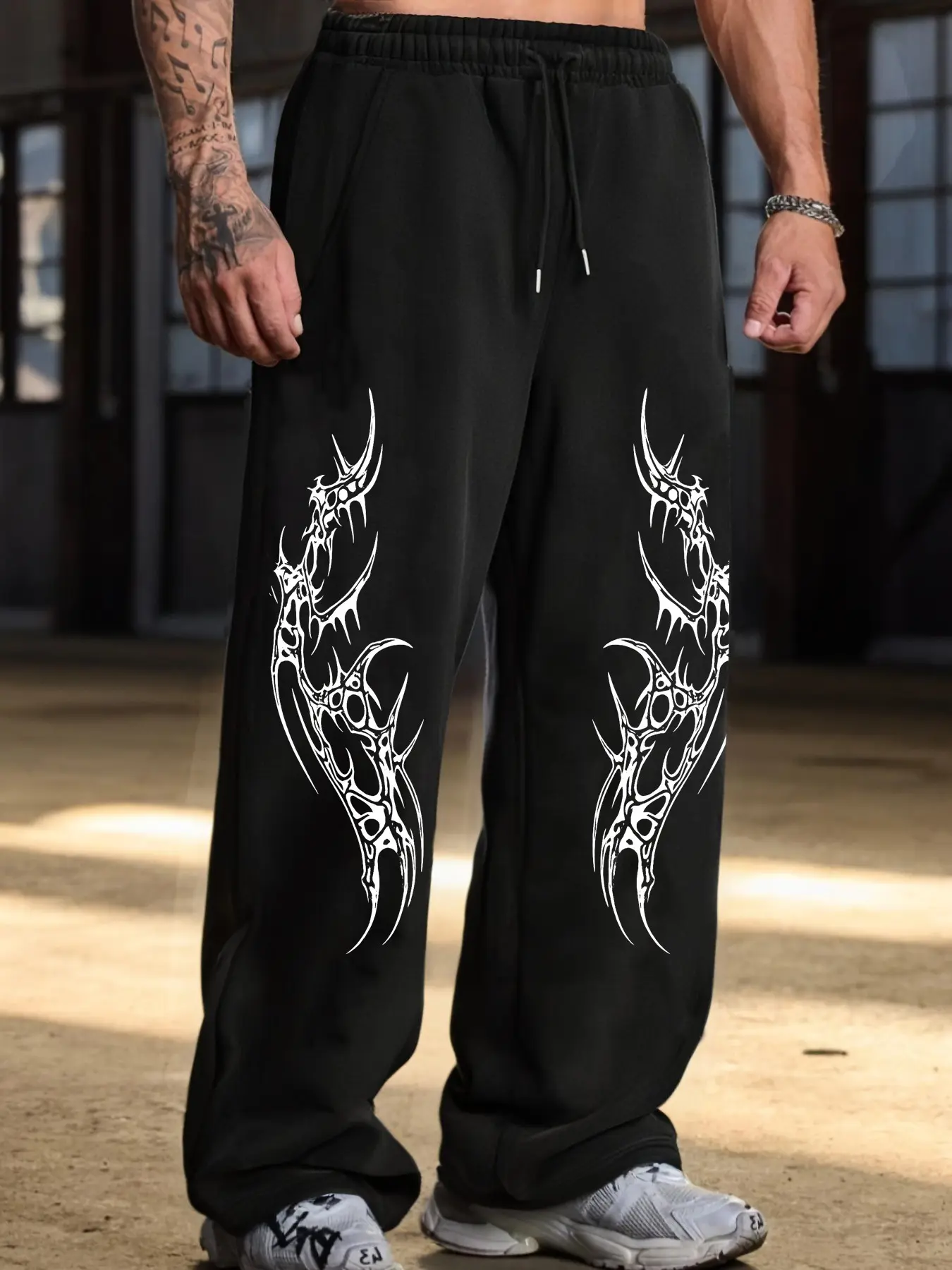 Cyber Industrial Graphic Sweatpants - Death Metal Style Streetwear Pants