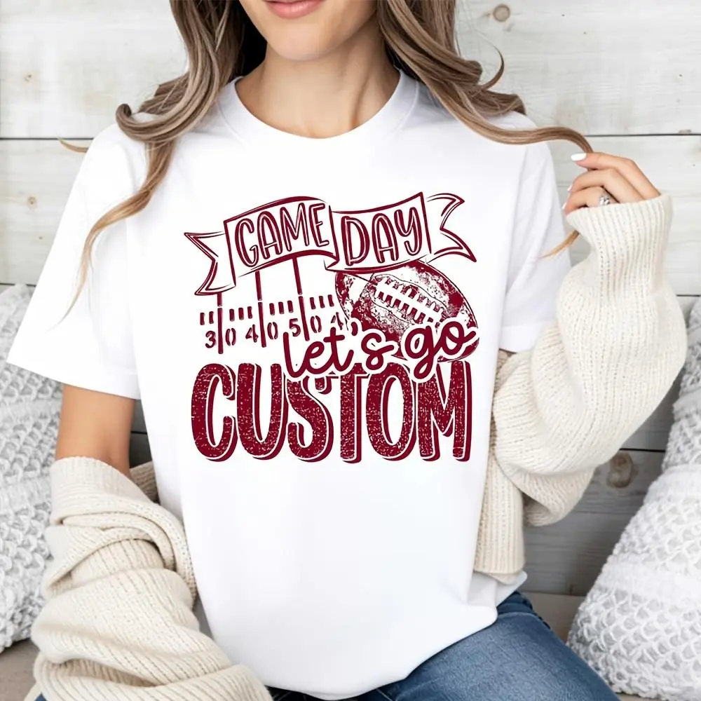 Game Day Let S Go Custom Football Print T-Shirt, Sports Fan Apparel, Game Day Party Wear