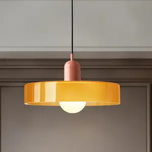 1K+ Creators Approved Vintage Glass Pendant Restaurant-Grade Hanging Light Modern Mood Lighting Adjustable Ambient Night Lamp with Orange-Green Ombre Texture