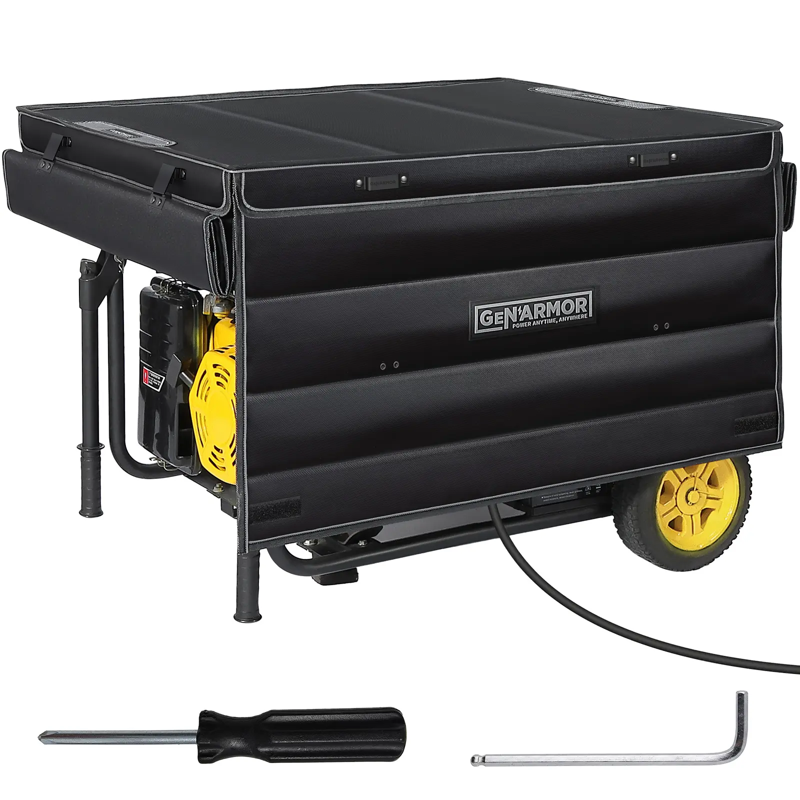 Generator Running Cover, Waterproof All-Weather Canopy, Heavy-Duty Tear-Resistant Tarp, Ventilated Design, Fits Most 4000–13000W Open-Frame Generators (Black)