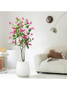 4.9ft Home Bougainvillea Artificial Tree With Flowers And Leaves In Pot  Faux Blooming Tree  Realistic Fake Bougainvillea Tree For Indoor Outdoor Home Office Decor Decorative Fruit Synthetic Silk Plant