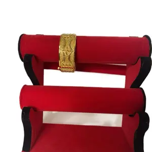 Traditional Openable Bangle with Screw Size 2.6 - Red and Gold Color Design