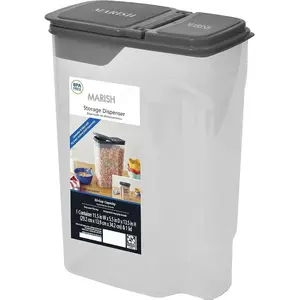 Marish Clear Plastic Cereal Dispenser with Lid 32-Cups Stackable Design 9.75"x5.38"x13.5" for Cereal Snacks & More Space-Saving Compact Storage