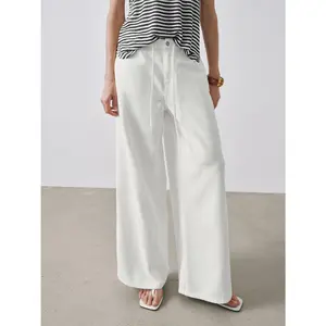 URBAN REVIVO 2026 Women's Elegant Commute Versatile Tie-Waist Wide-Leg Casual Pants UWM860153 Loose-Fitting Cotton Blend All Seasons