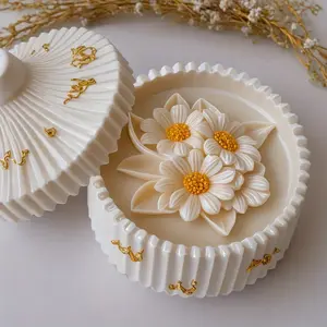 Daisy silicone mold, suitable for resin, very suitable for project production - with 3D petal and leaf design, very suitable for making epoxy resin, candles, clay products, handmade soap, plaster, jewelry, as well as for home decoration or gift making