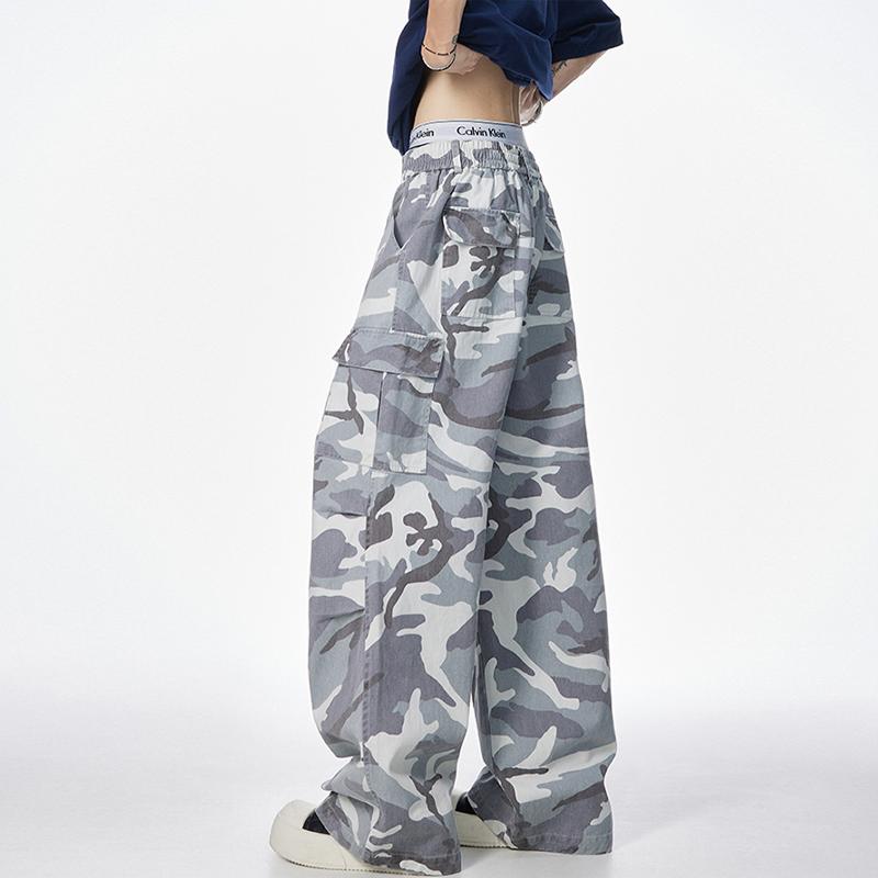 Camouflage Pants Unisex, Spring and Autumn Cotton Straight Loose Large Size Work Pants, Trendy Versatile Wide Leg Casual Long Pants Slimming